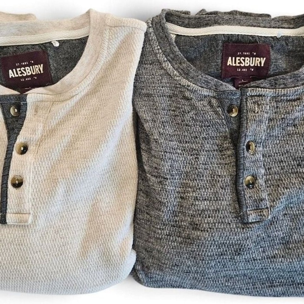 Alesbury Men's Long Sleeve Thermal Henley Shirt (Set of 2)